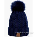 Warm Fleece Lining Knitted Soft Cuff with Pom